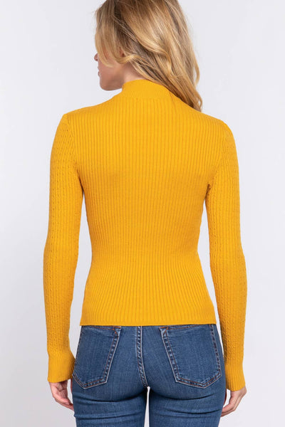 Long Sleeve Mock Neck Rib Sweater