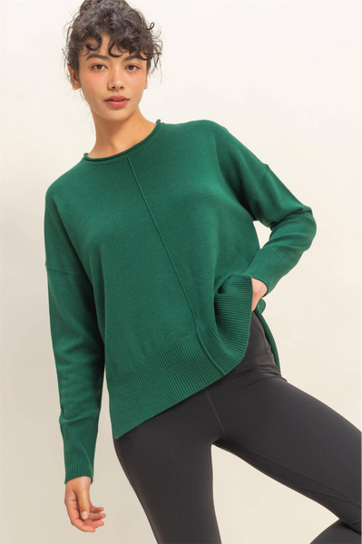 Round Roll Neck Drop Shoulder Sweater