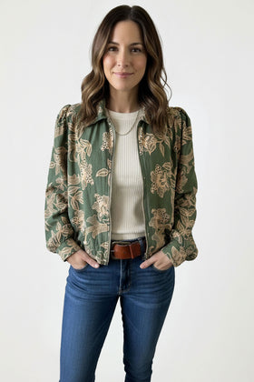 The Ruched Flora Zip-Up