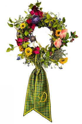 Dapper Bear Plaid Wreath Scarf