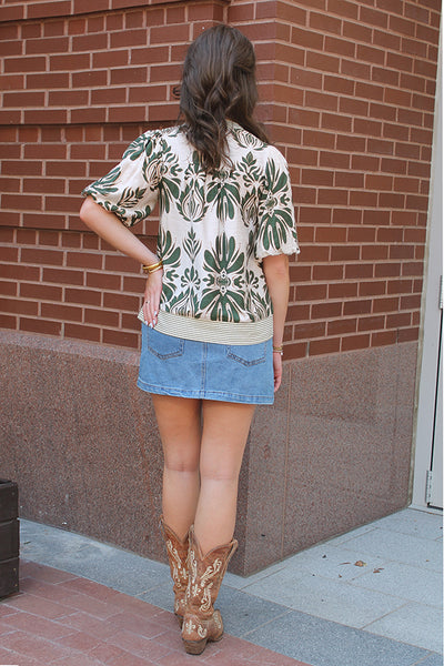 Indy Bubble Sleeve Print Top