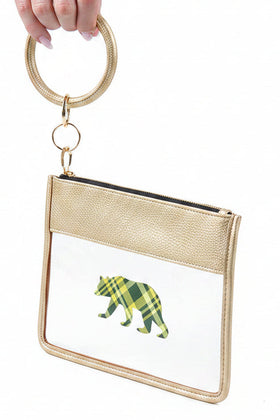 Clear Gold Game Day Wristlet