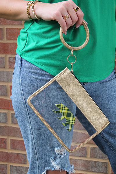 Clear Gold Game Day Wristlet