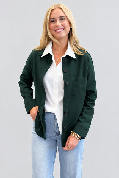 Solid Collared Button Down Shacket