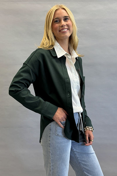 Solid Collared Button Down Shacket