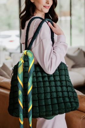 Forest Green Puffer Tote