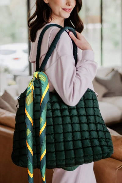 Forest Green Puffer Tote