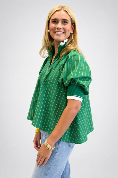 Green and Yellow Stripe Trapeze Top