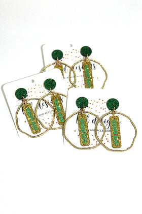 Glitter Gameday Hoop Earrings