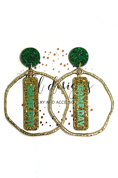 Glitter Gameday Hoop Earrings
