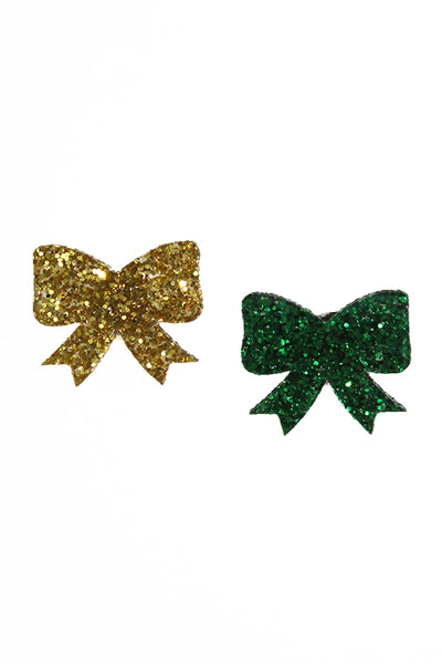 Glitter Game Day Bow Stud Earrings