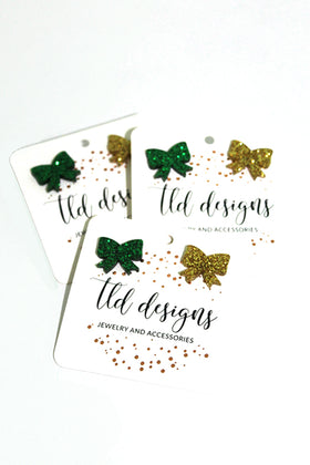 Glitter Game Day Bow Stud Earrings