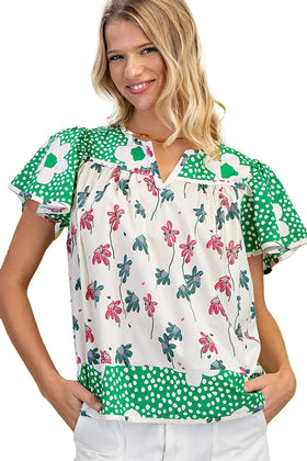 Mixed Print Floral Top