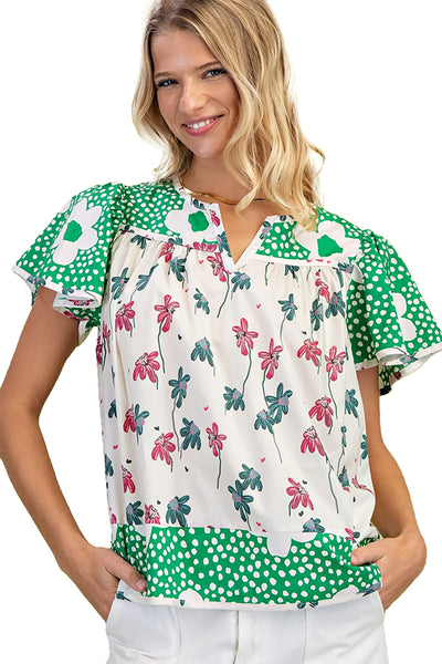 Mixed Print Floral Top