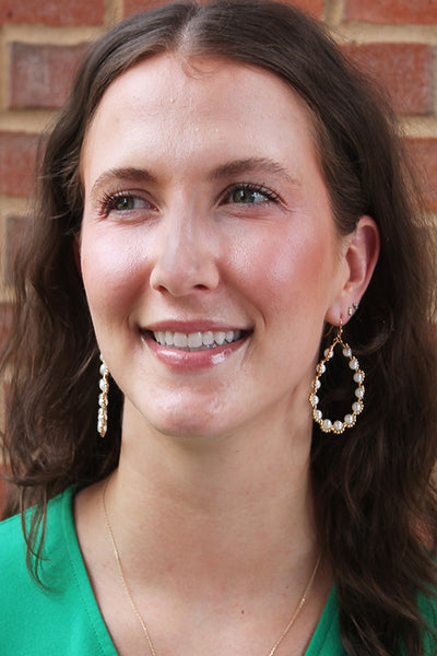 Golden Pearl Oval Hoops