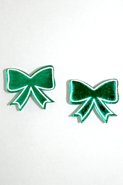 Emerald Bow Stud Earrings