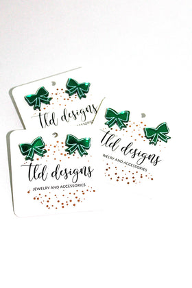 Emerald Bow Stud Earrings