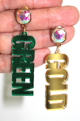 Green & Gold Spirit Drop Earrings
