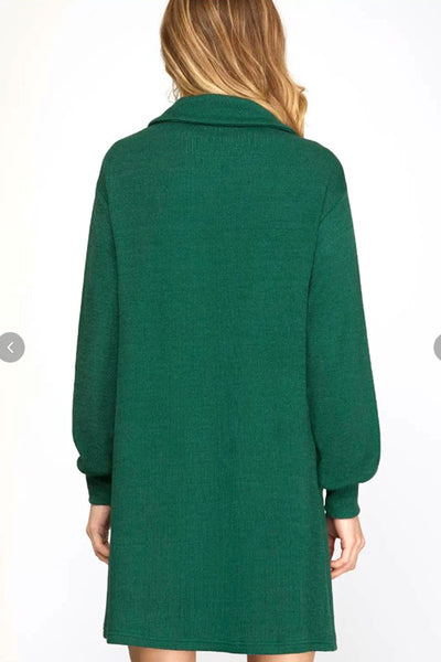 Hunter Green Long Sleeve Knit Dress