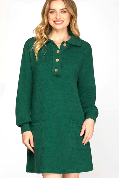 Hunter Green Long Sleeve Knit Dress