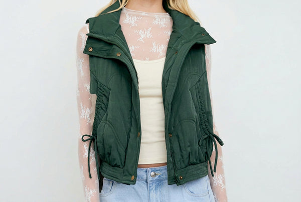 Cream Sleeveless Puffer Vest