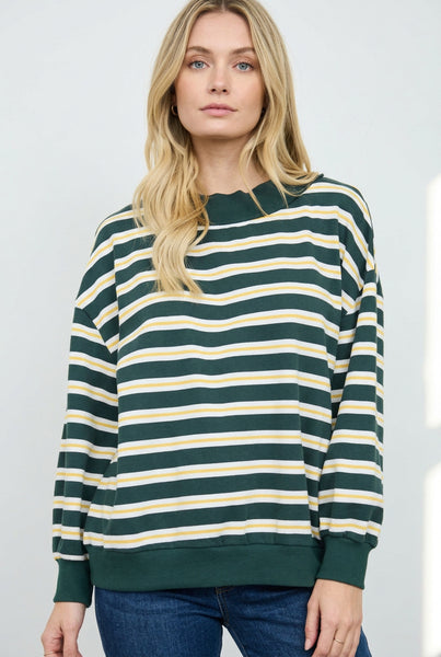 Green, Yellow, Cream Stripe Fall Jersey