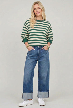 Green, Yellow, Cream Stripe Fall Jersey
