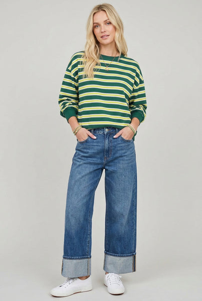 Green, Yellow, Cream Stripe Fall Jersey