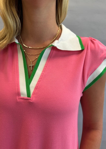 Pink and Green Knit Dress