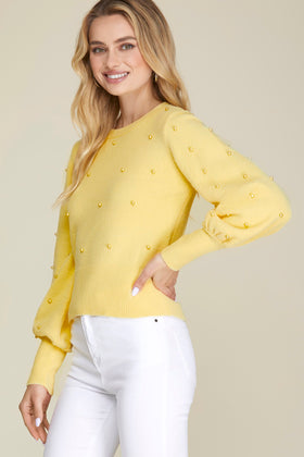 Lucy Puff Sleeve Beaded Sweater
