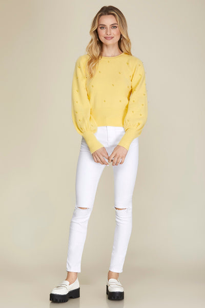 Lucy Puff Sleeve Beaded Sweater