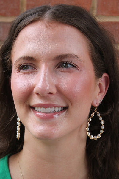 Golden Pearl Oval Hoops