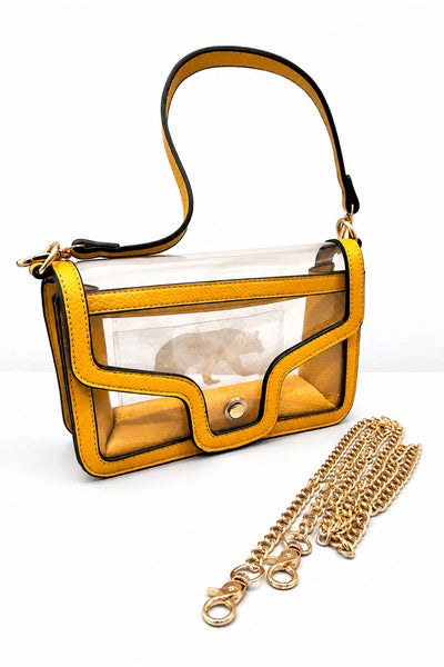 Dapper Gold Clear Envelope Crossbody Purse