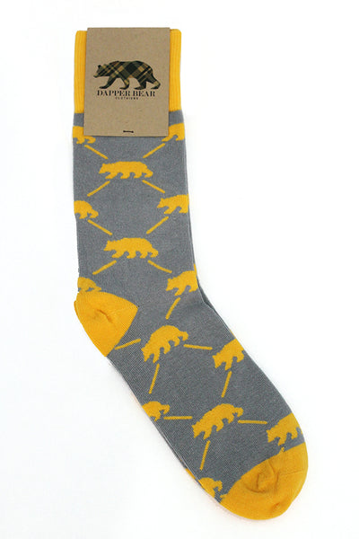 Dapper Bear Gold & Gray Socks