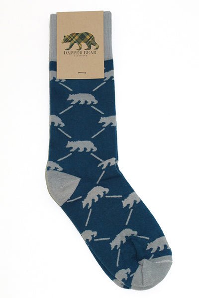 Dapper Bear Turquoise & Gray Bear Socks