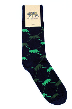 Dapper Bear Midnight Green Socks