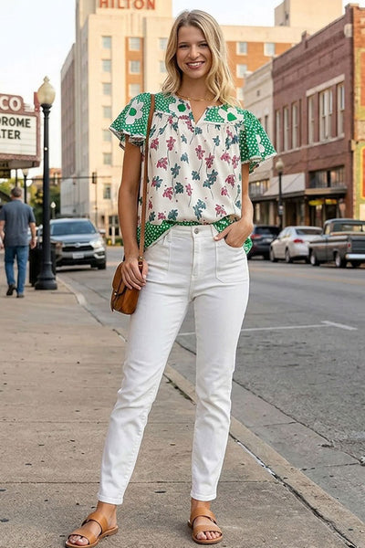 Mixed Print Floral Top