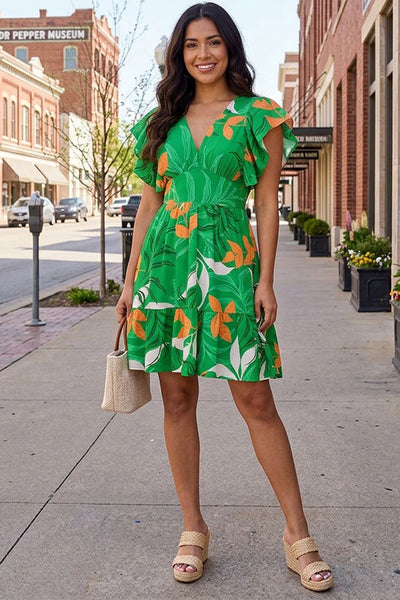 Tropical Ruffle Dress
