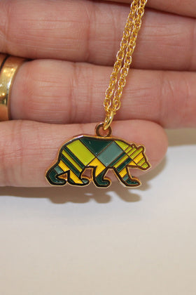Plaid Bear Necklace