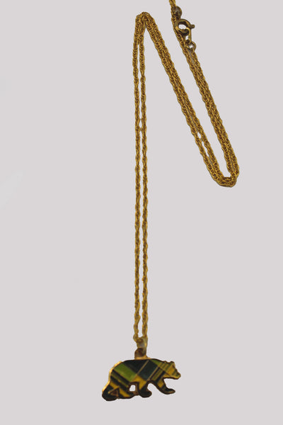 Plaid Bear Necklace