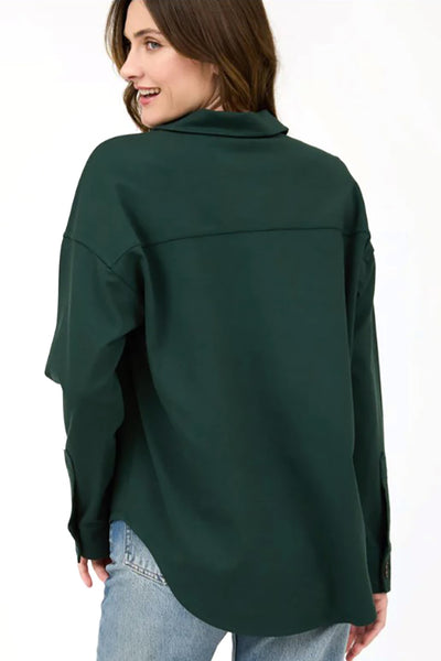 Solid Collared Long Sleeve Button Down Shacket