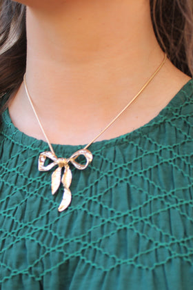 Gold Floating Ribbon Necklace
