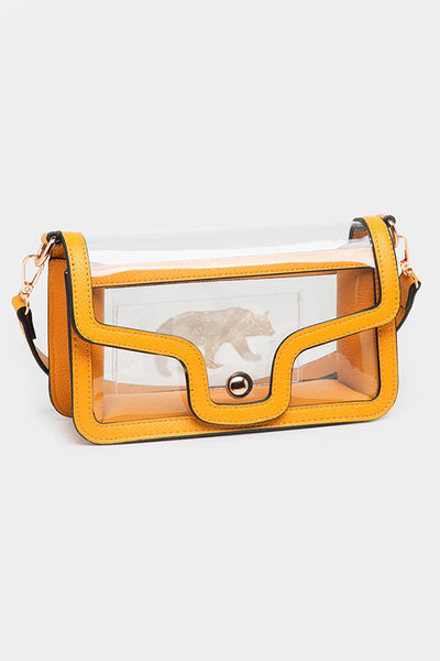 Dapper Gold Clear Envelope Crossbody Purse