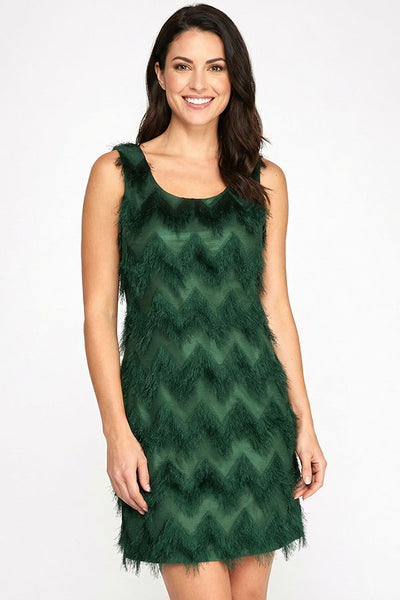 Forest Green Fringe Dress