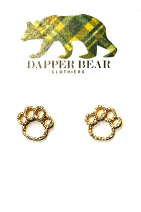 Gold Crystaline Bear Paw Earrings