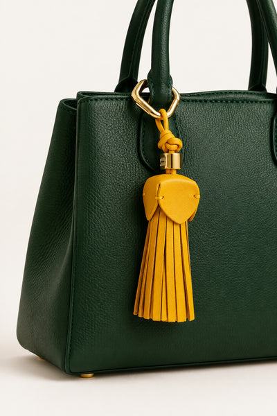 Golden Wave Faux Leather Tassel Bag Charm