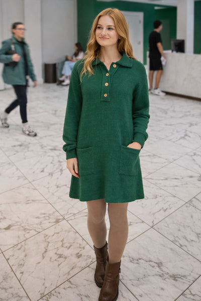 Hunter Green Long Sleeve Knit Dress