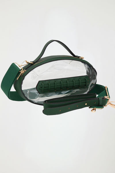 Football Shaped Transparent Crossbody Dapper Game Day Bag