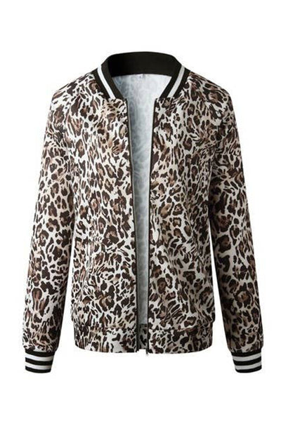 Printed Zip Up Long Sleeve Bomber Jacket