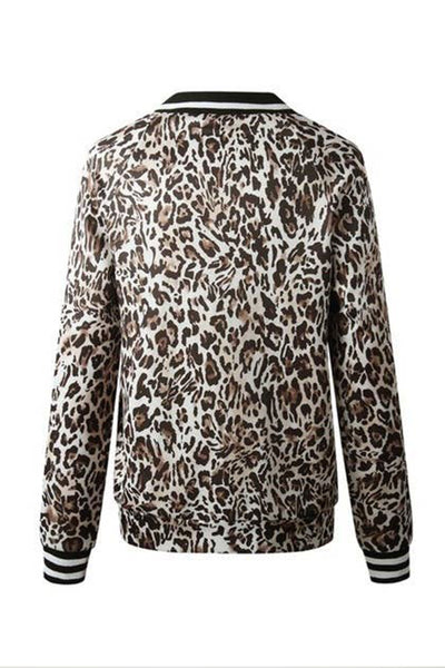 Printed Zip Up Long Sleeve Bomber Jacket